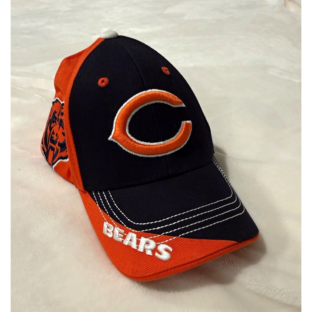 NFL Team Apparel Chicago Bears Kids Adjustable Cap Hat Navy/Orange NFL
